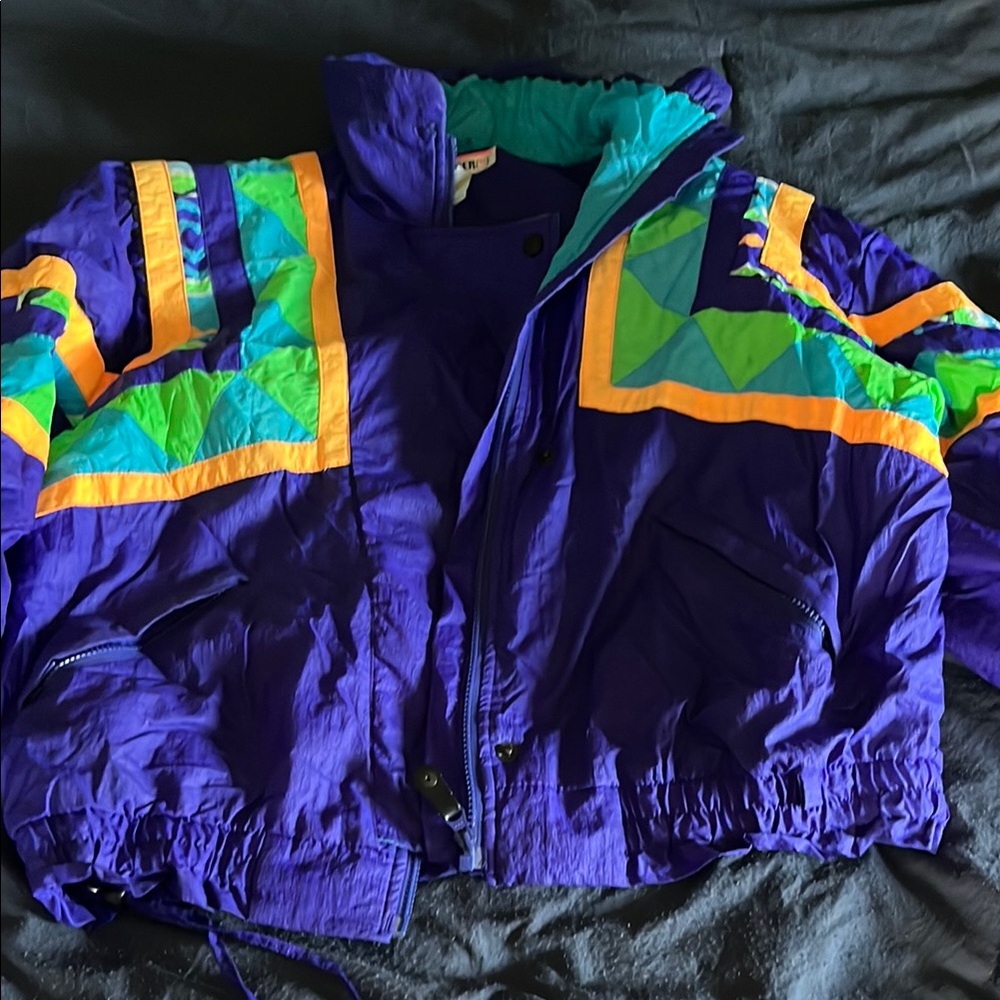 Obermeyer Purple and Green Puffer Jacket Retro Style